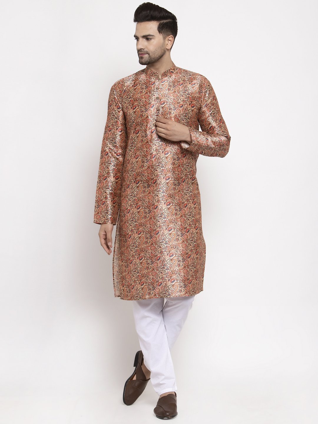 Men's Printed Kurta with Pyjamas - Virat Fashions