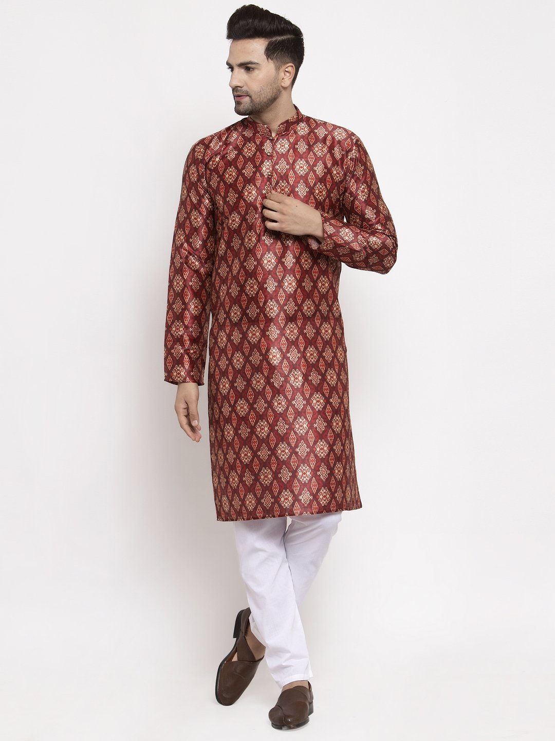 Men's Printed Kurta with Pyjamas - Virat Fashions