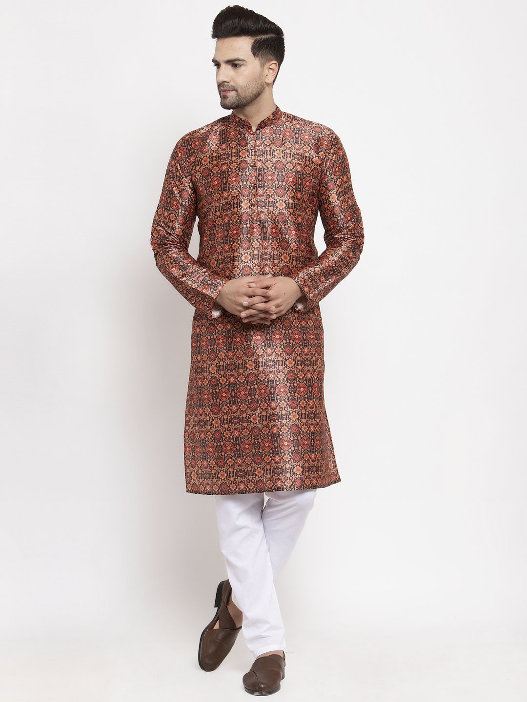 Men's Printed Kurta with Pyjamas - Virat Fashions