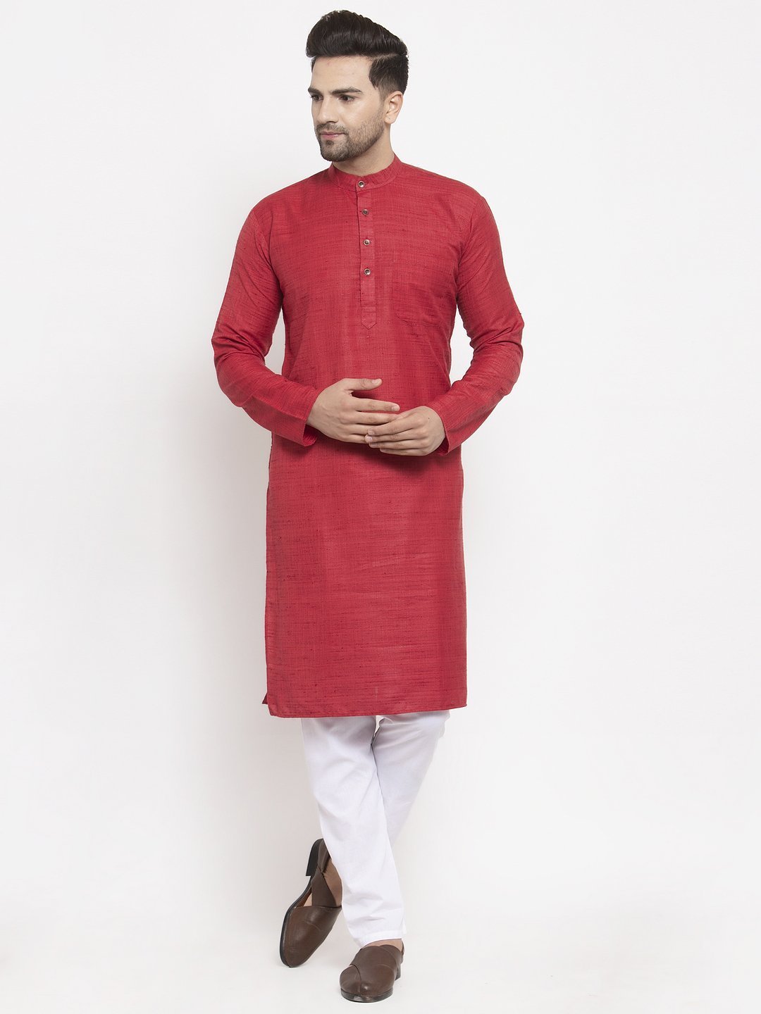 Men's Self Design Kurta with Pyjama Set by Virat Fashions (2 Pc Set)