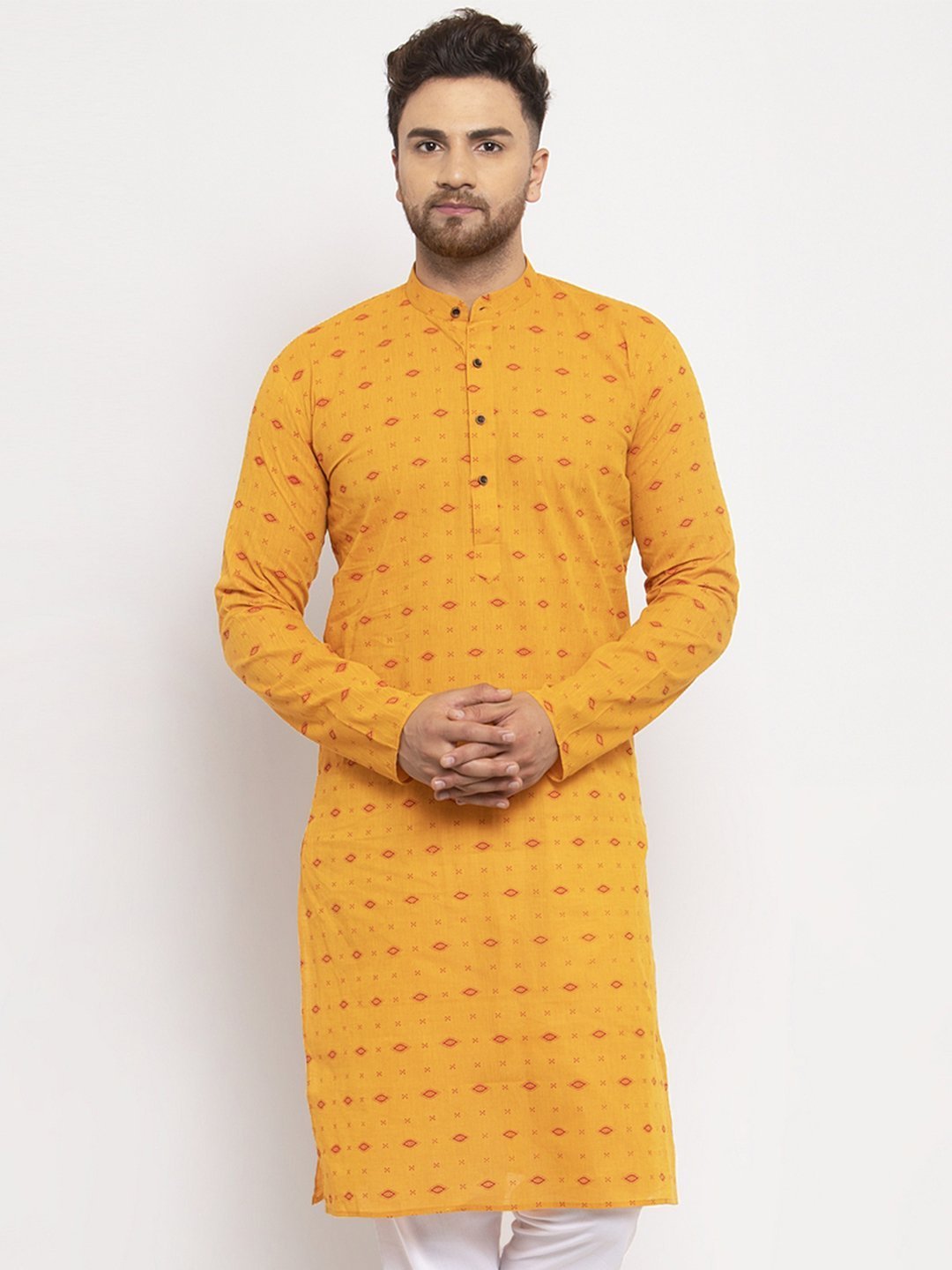 Men's Blue Cotton Printed Kurta Only - Virat Fashions