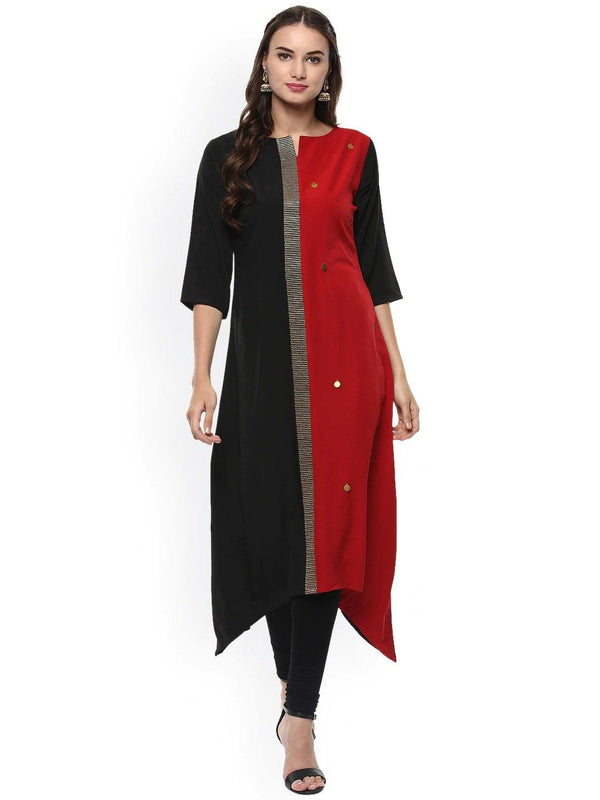 Women's Multicolor Poly Crepe Kurta-Janasya