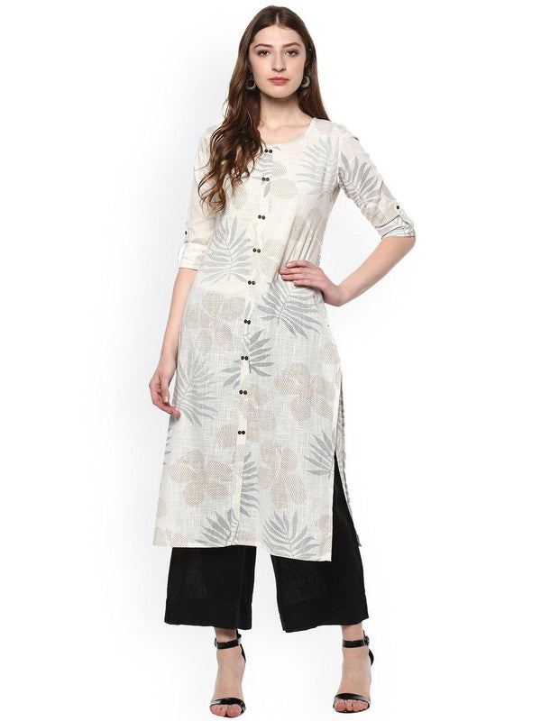 Women's Off White Cotton Kurta-Janasya