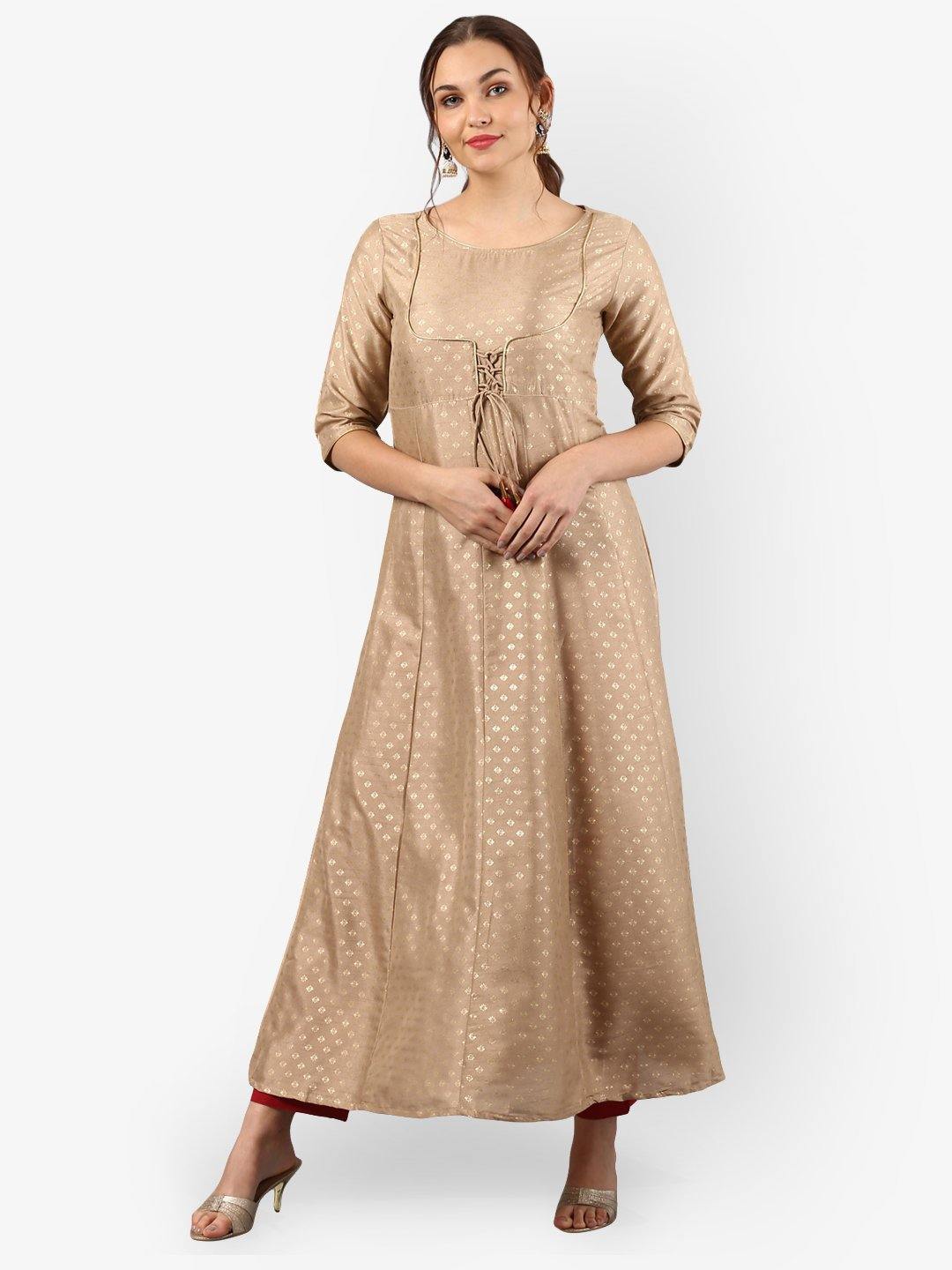 Women's Off White Poly Silk Kurta-Janasya