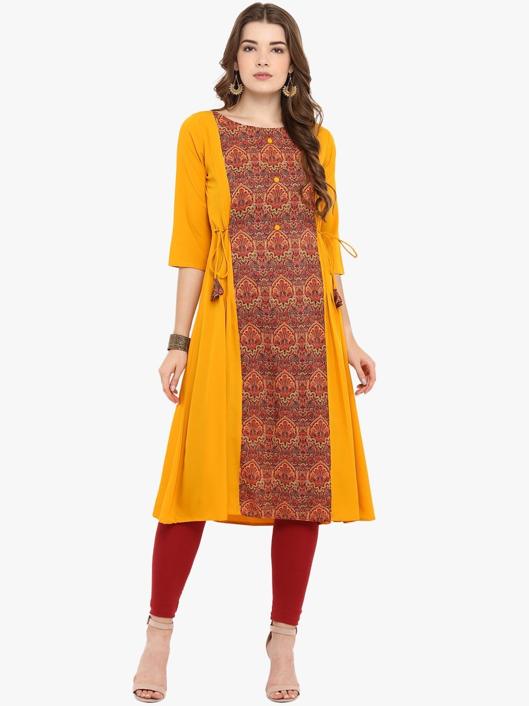 Women's Mustard Poly Crepe Kurta-Janasya