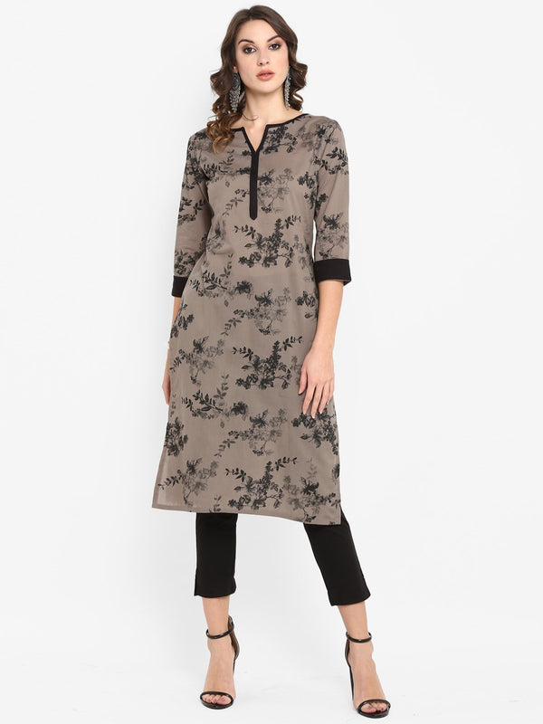 Women's Grey Cotton Kurta-Janasya