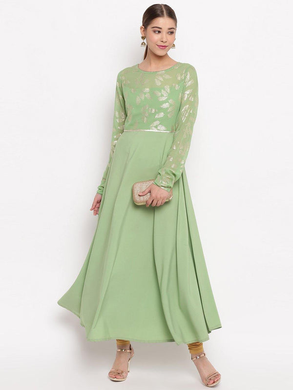 Women's Light Green Poly Crepe Kurta by Janasya 1pc