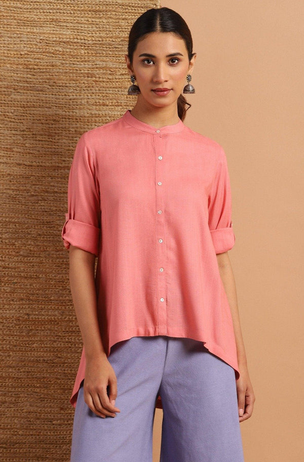 Women's Pink Rayon Tunic-Janasya