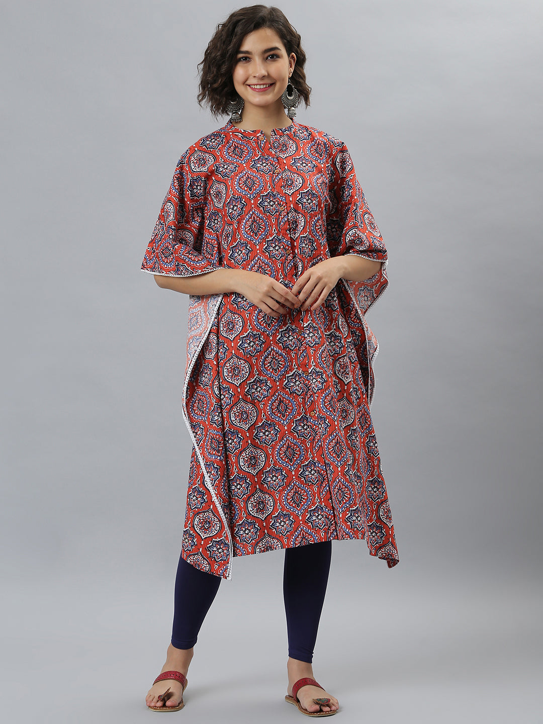 Women's Orange Cotton Kurta - Janasya