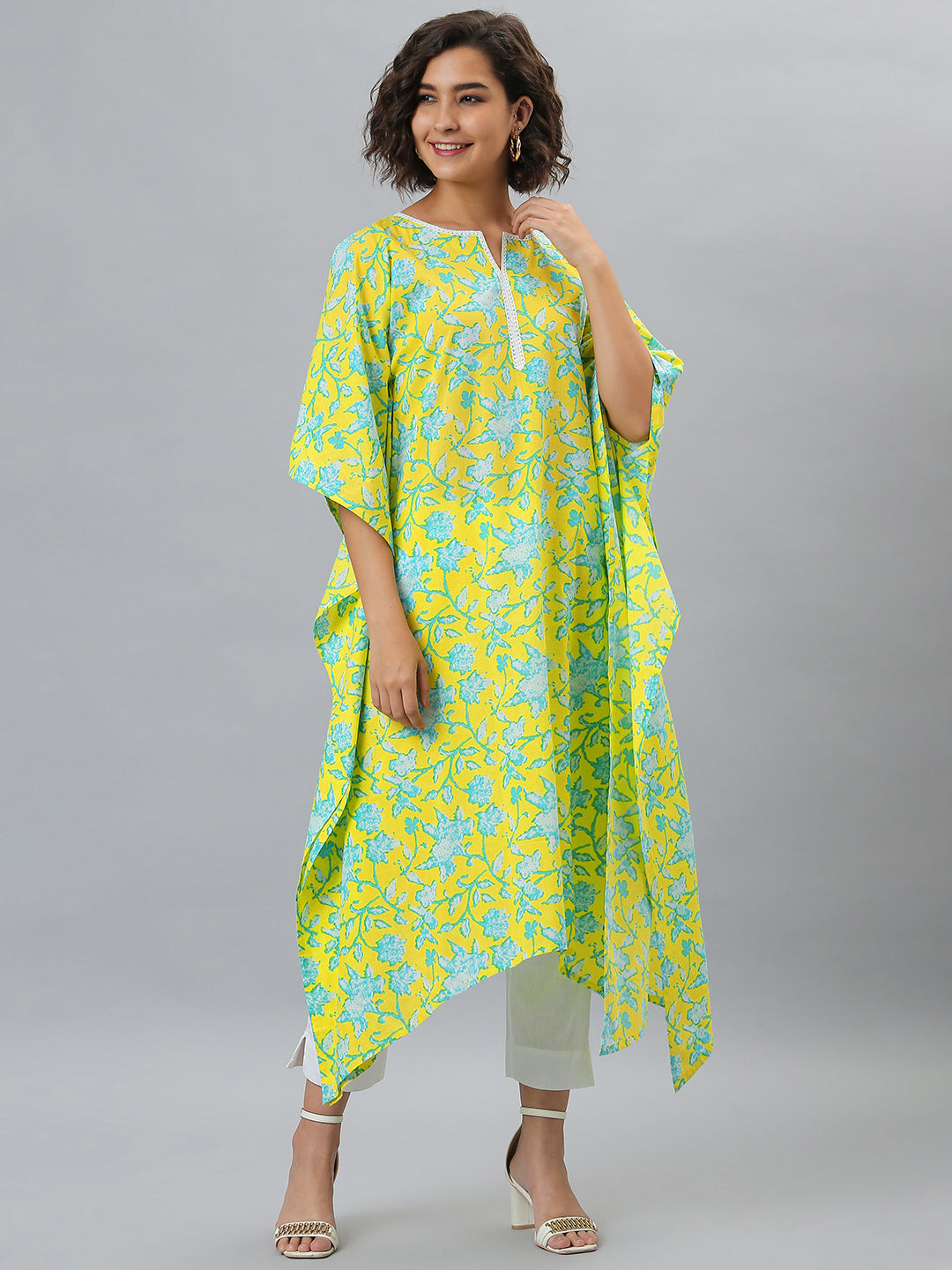 Women's Yellow Cotton Kurta - Janasya