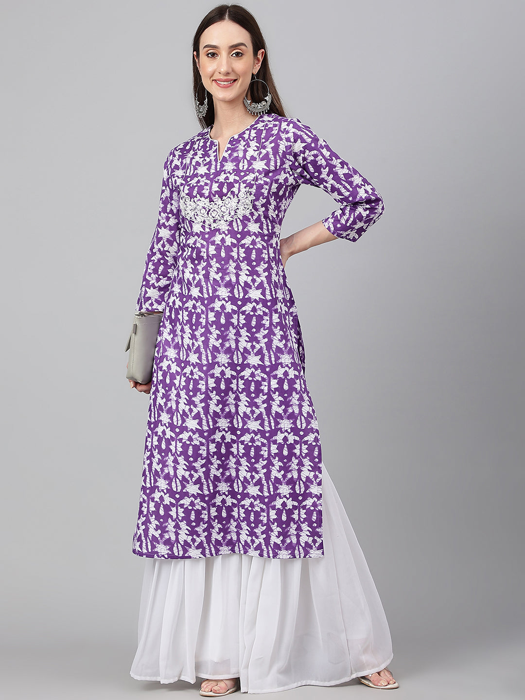 Women's Purple Cotton Kurta - Janasya