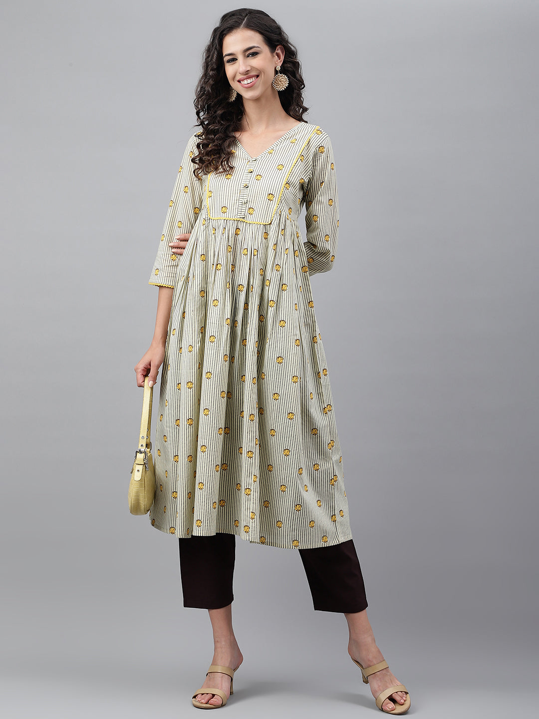 Women's Light Yellow Cotton Kurta - Janasya