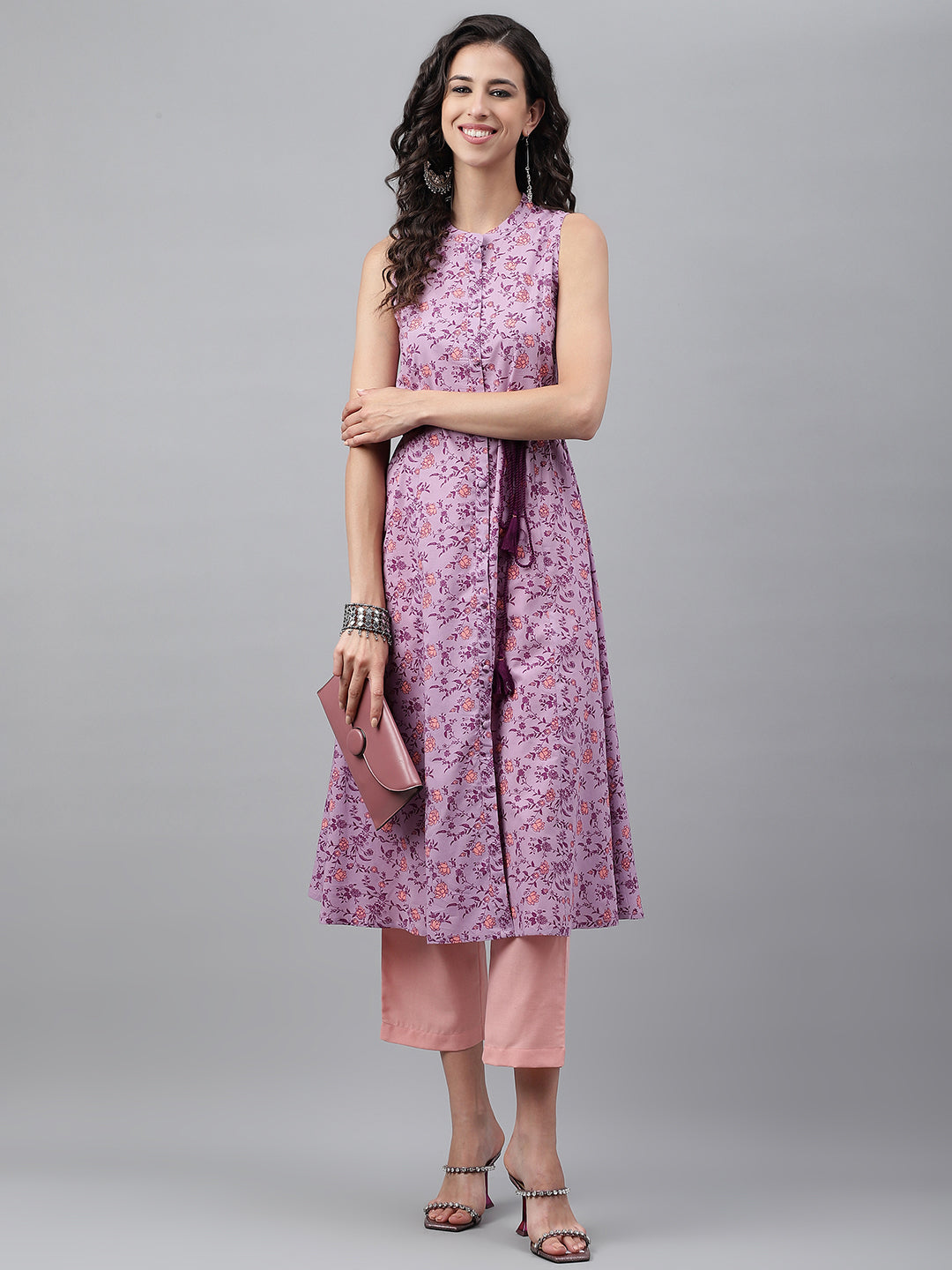 Women's Lavender Cotton Kurta - Janasya