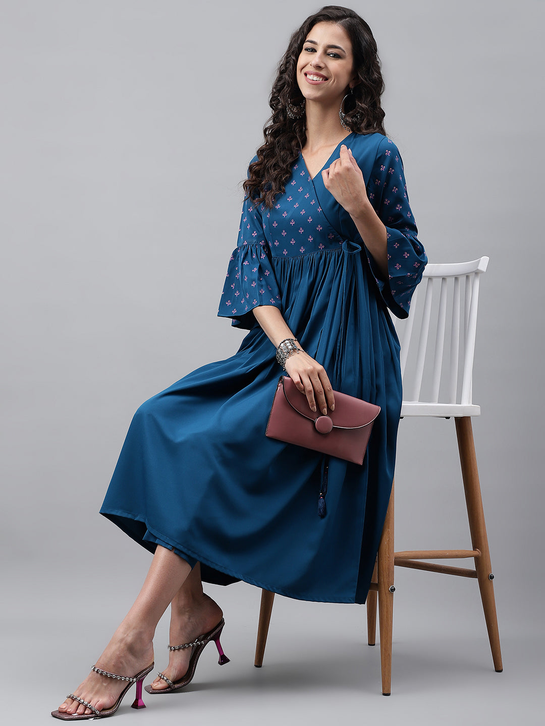 Women's Blue Crepe Kurta - Janasya