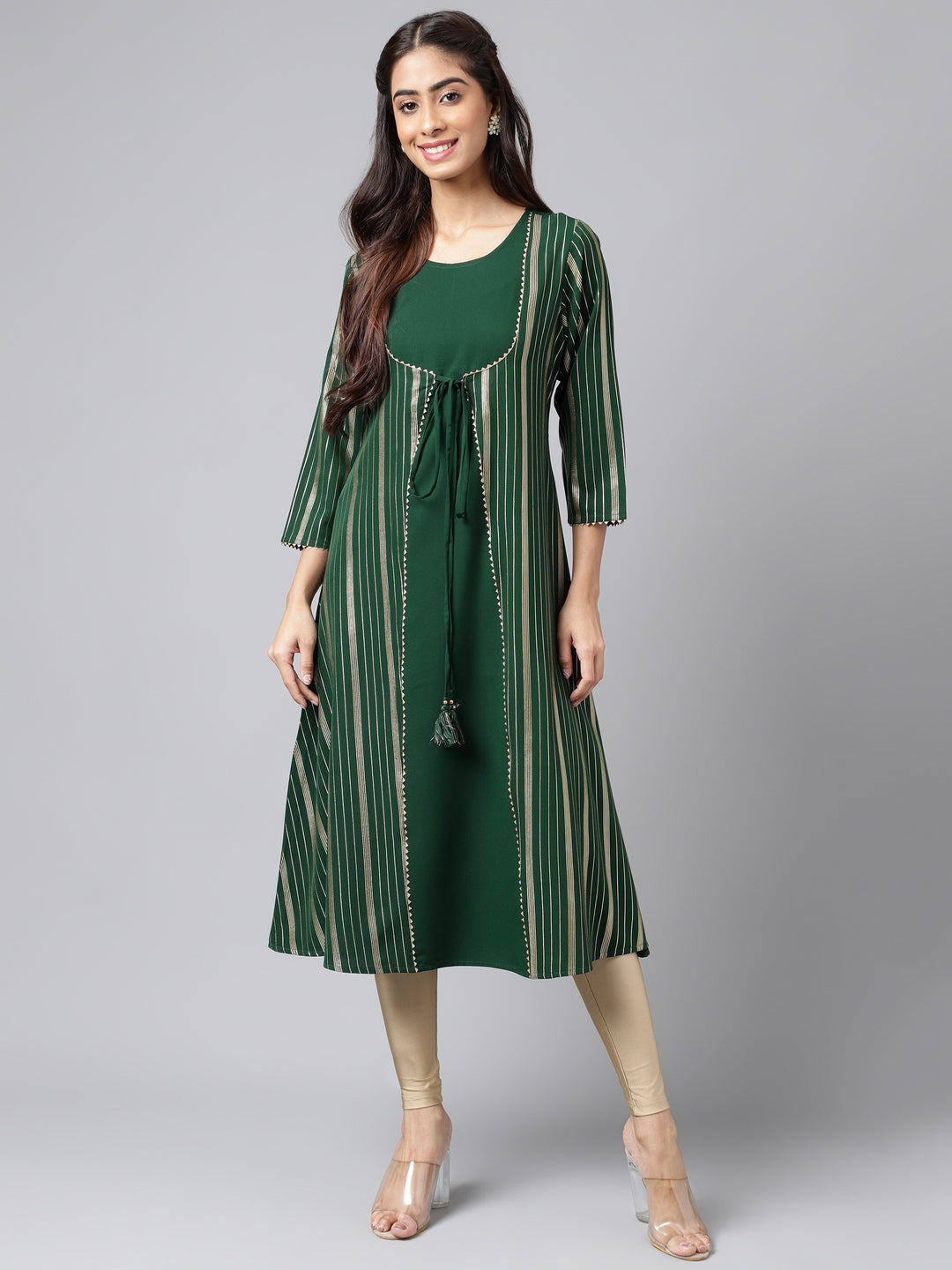 Women's Green Crepe Kurta - Janasya