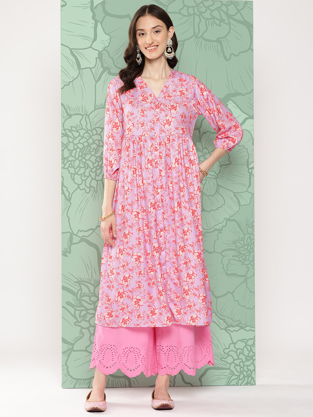 Women's Lavender Moss Kurta - Janasya