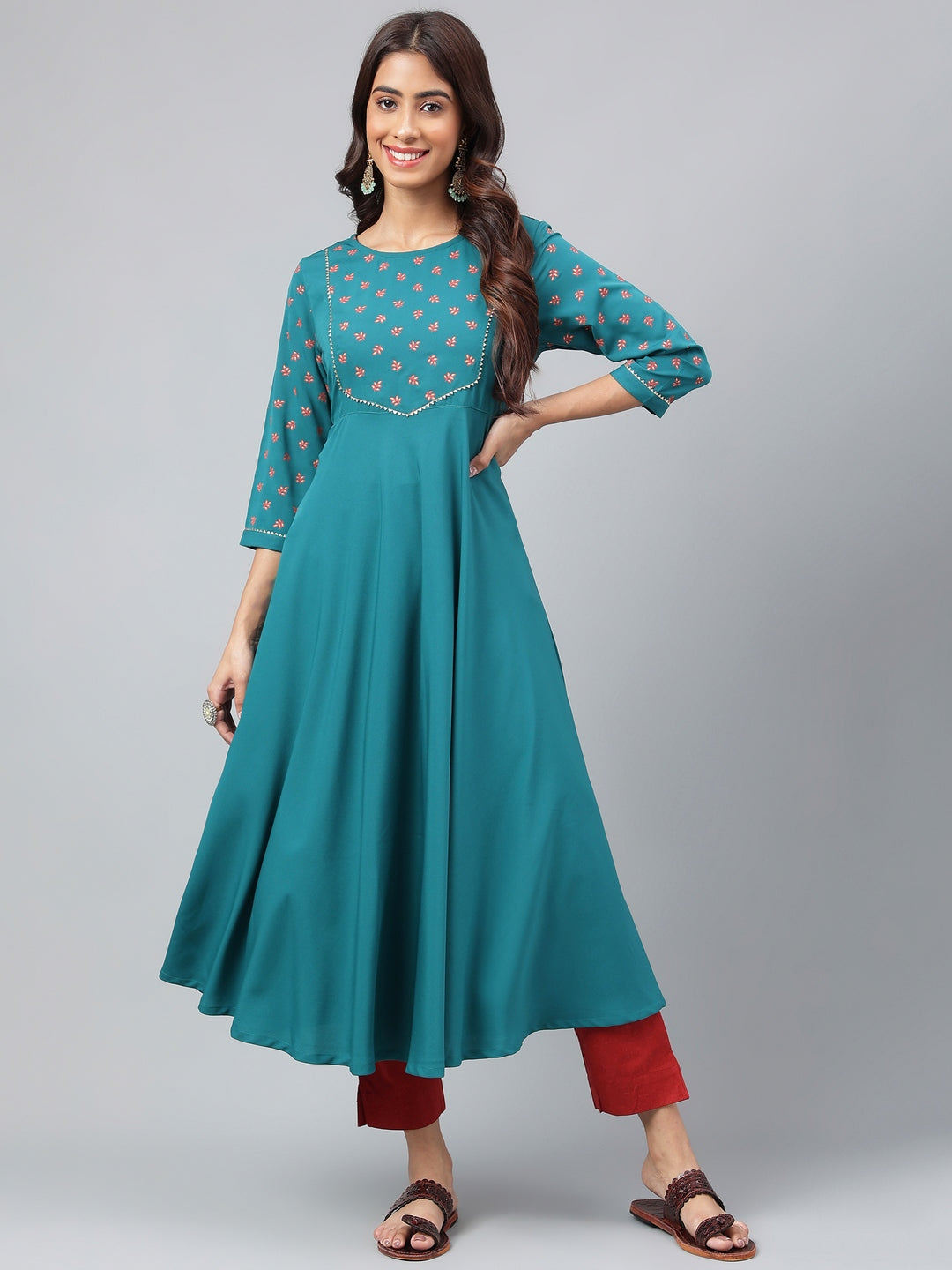 Women's Dark Green Crepe Kurta - Janasya