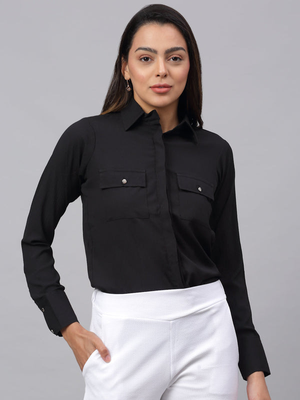 Women Black Solid Shirt