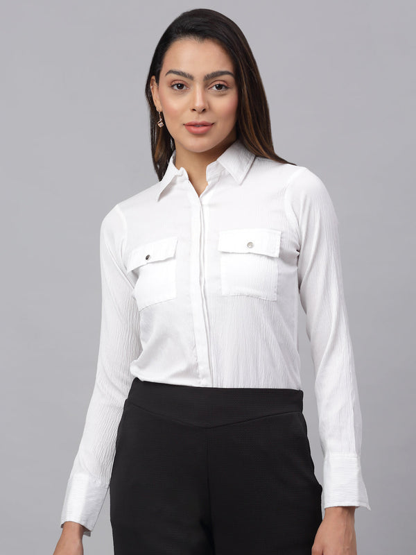 Women White Solid Shirt