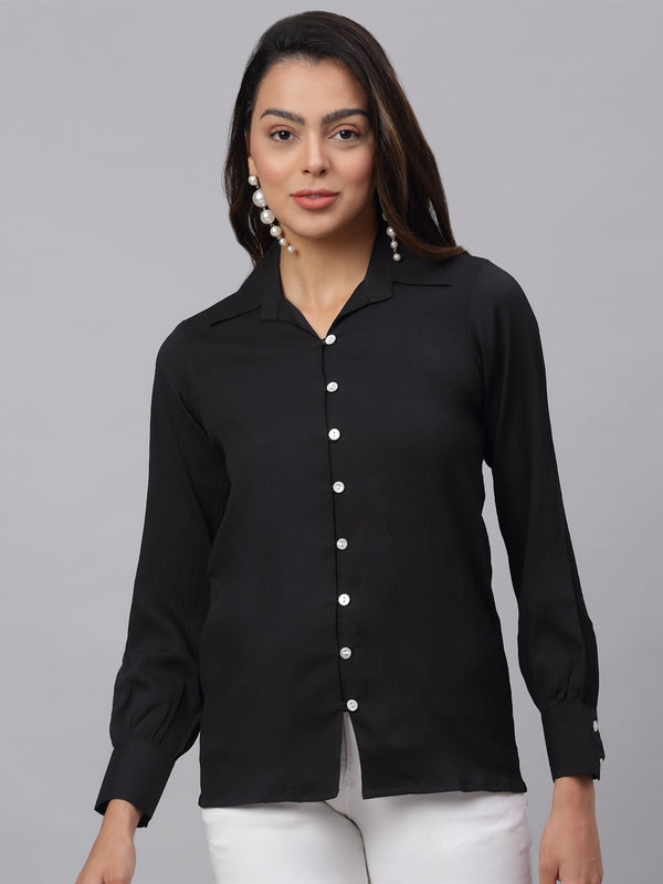 Women Black Solid Shirt