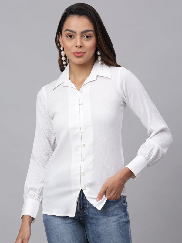 Women White Solid Shirt