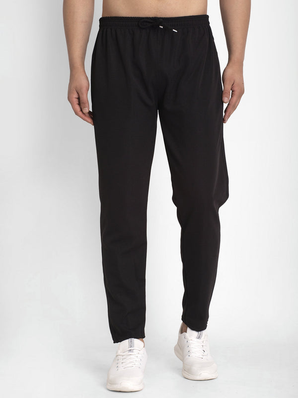 Men's Black Solid Track Pants ( JOG 014Black ) - Jainish