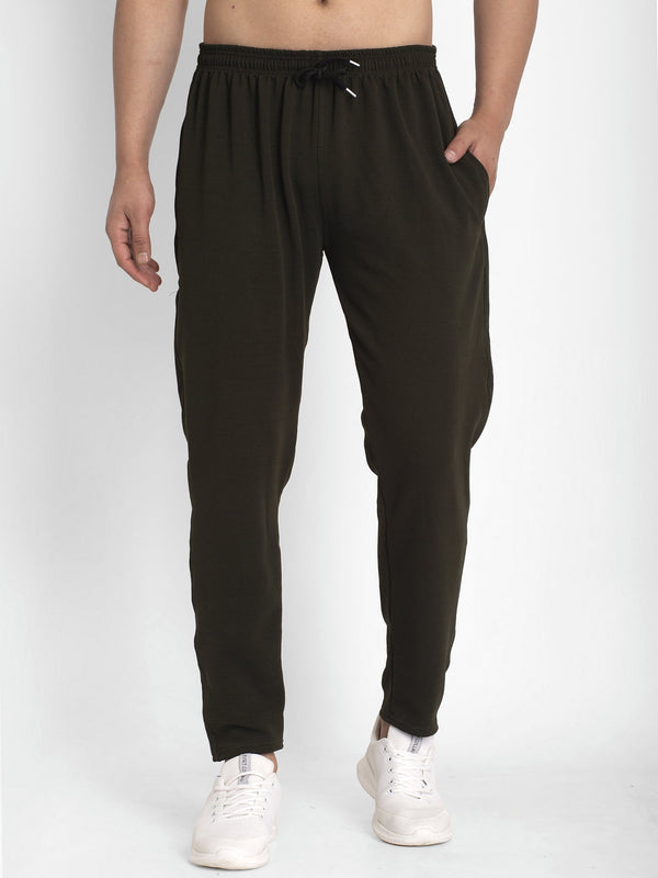 Men's Olive Solid Track Pants ( JOG 014Olive ) - Jainish