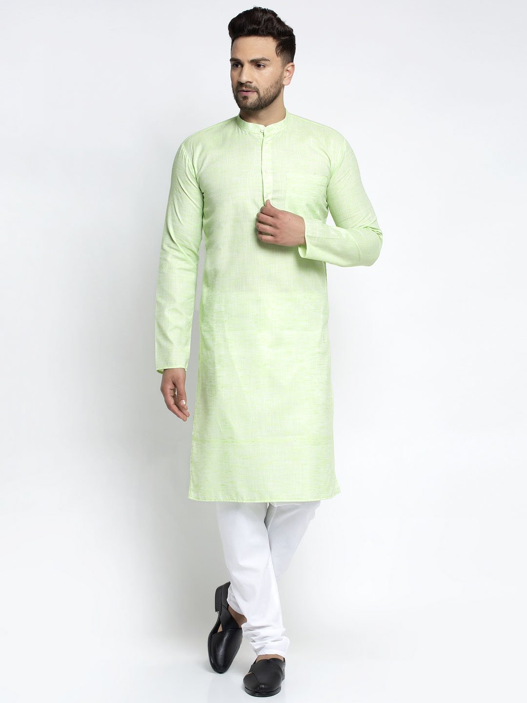 Men's Self Design Kurta with Pyjamas set by Virat Fashions- (2pcs set)