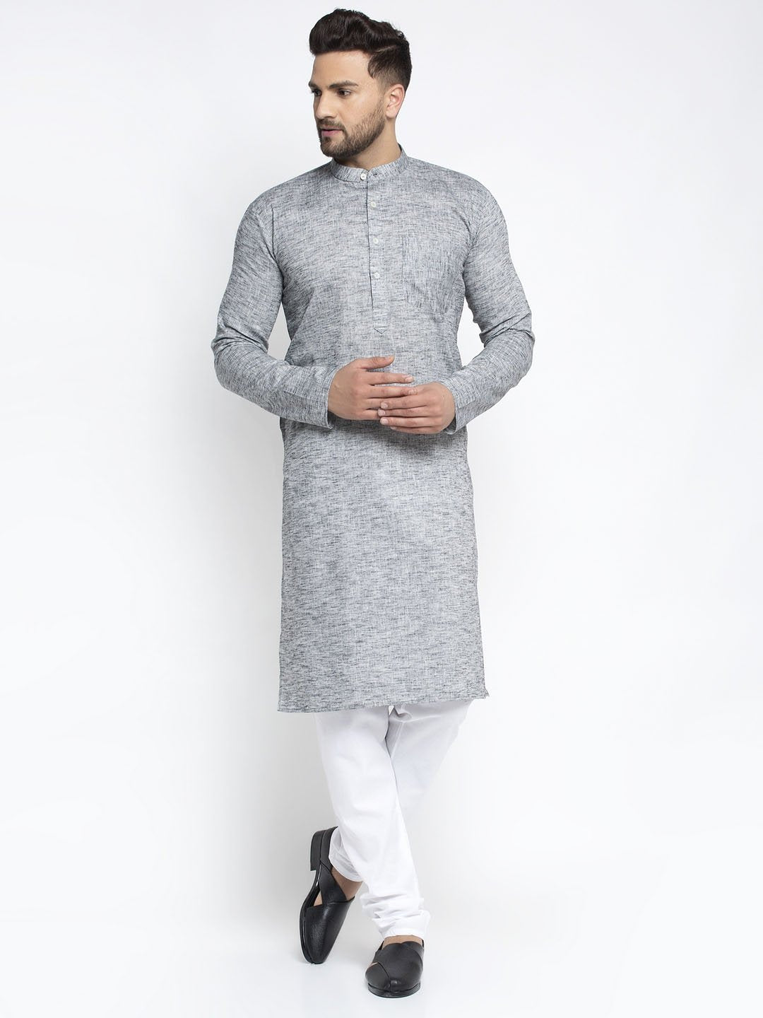 Men's Self Design Kurta with Pyjamas set by Virat Fashions- (2pcs set)