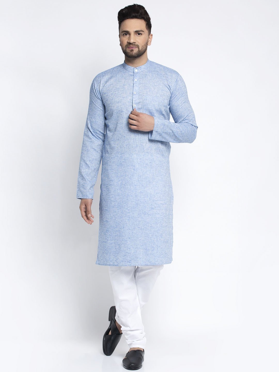 Men's Self Design Kurta with Pyjamas set by Virat Fashions- (2pcs set)