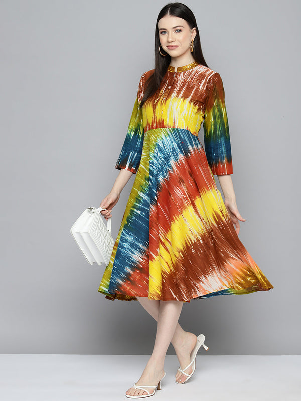 Ombre effect flaired dress