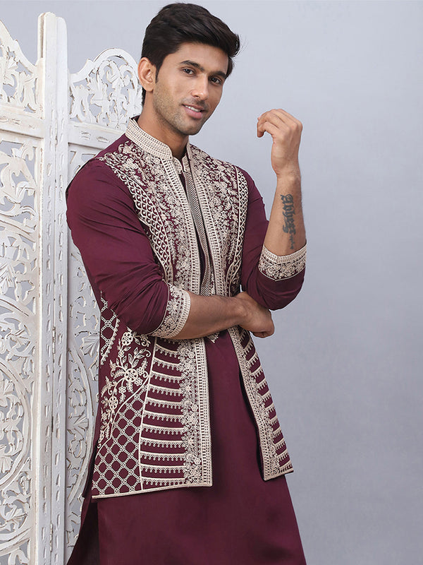 Men's Embroidered Waistcoat and Kurta Pyjama.