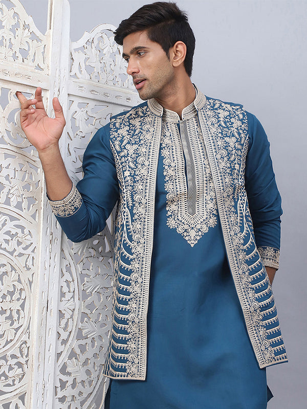 Men's Embroidered Waistcoat and Kurta Pyjama.