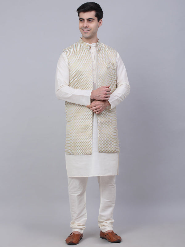 Men's Solid Kurta Pyjama With Shrug Jacket