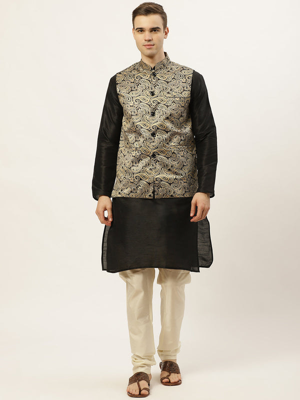 Men's Printed Nehru Jacket and Kurta Pyjama Set