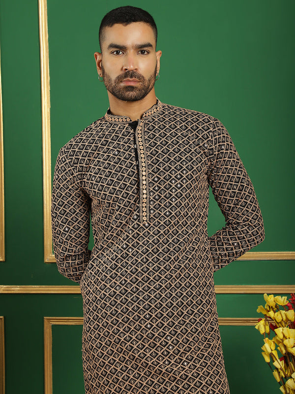 Sequin Embroidered Pure Cotton Kurta with Pyjamas