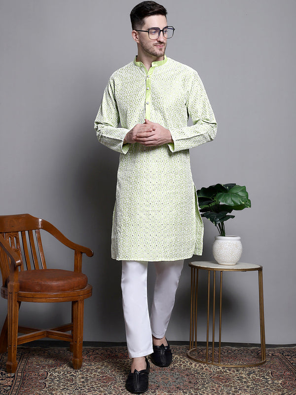 Sequin Embroidered Silk Blend Kurta with Pyjamas