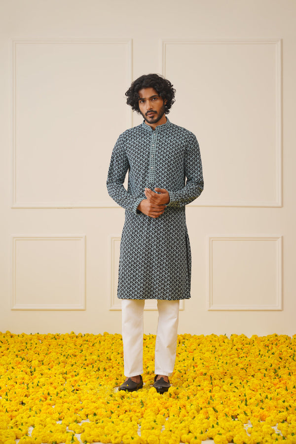 Men's Sequins Embroidered Kurta with Pyjama