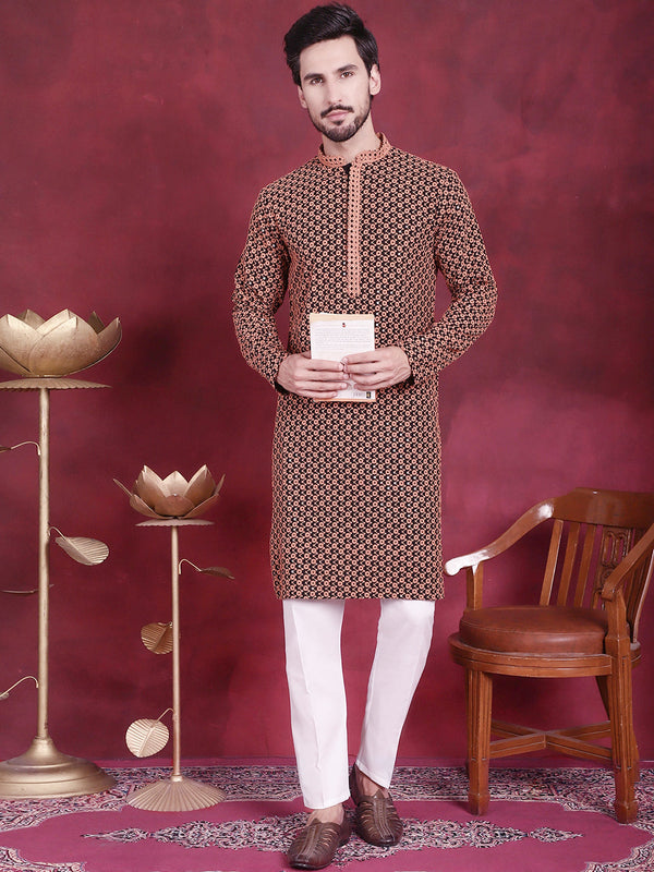 Men's Sequins Embroidered Kurta with Pyjama