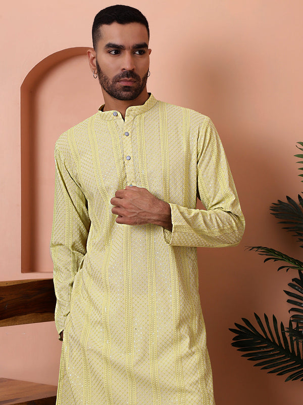 Men's Sequins Embroidered Kurta with Pyjama