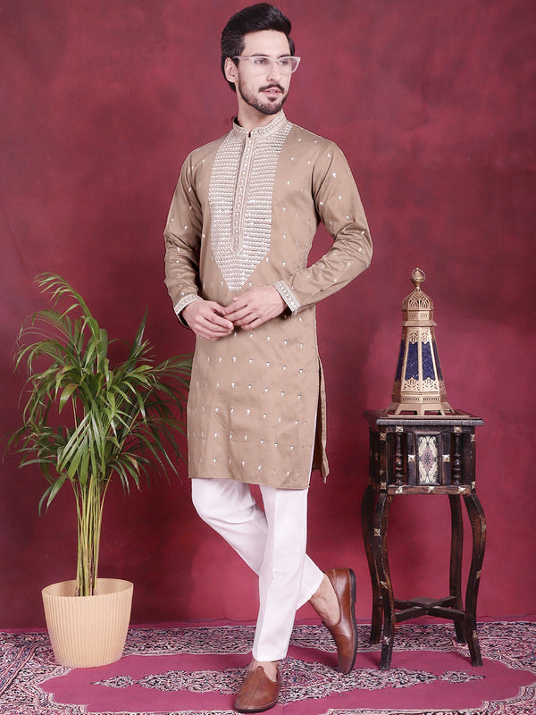 Men's Sequins Embroidered Kurta Pyjama Set