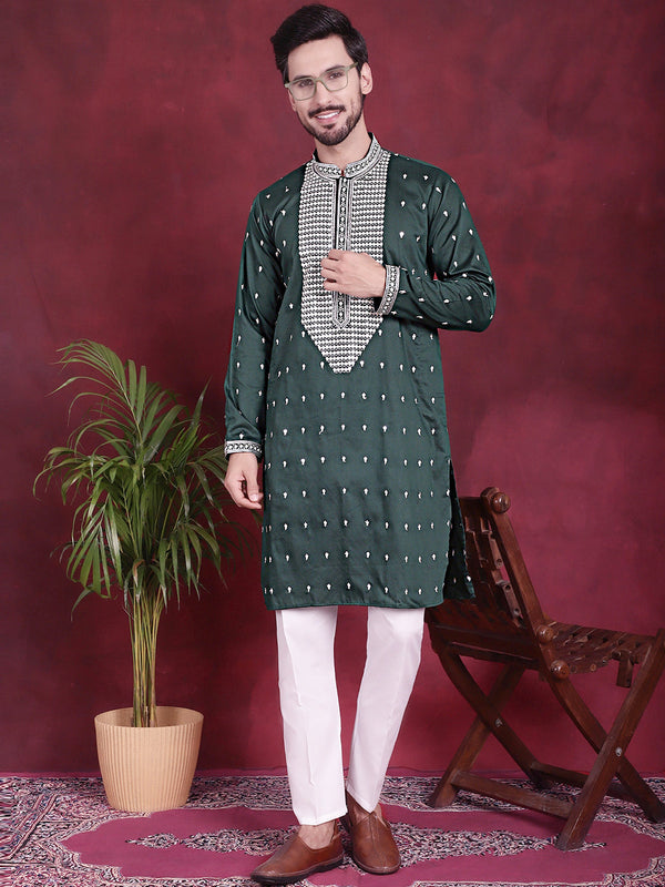 Men's Sequins Embroidered Kurta Pyjama Set