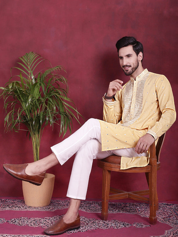 Men's Sequins Embroidered Kurta Pyjama Set