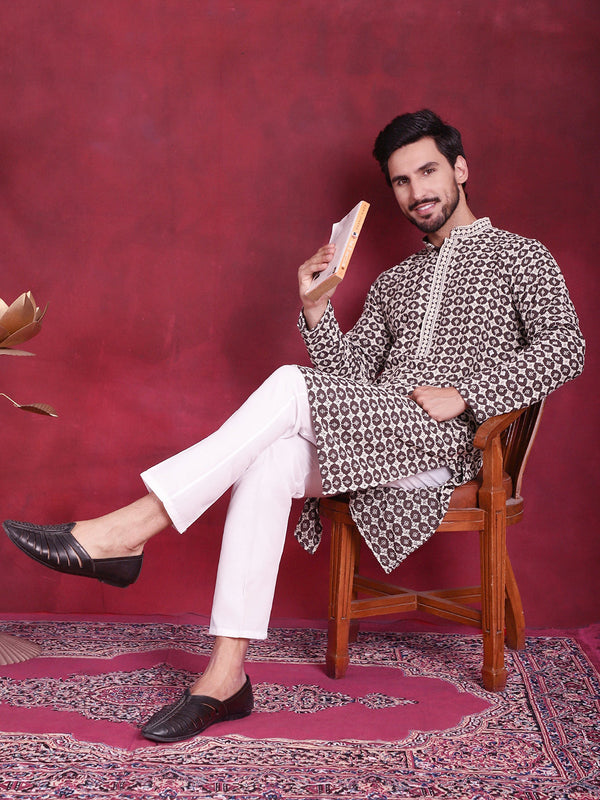 Men's Sequins Embroidered Kurta with Pyjama