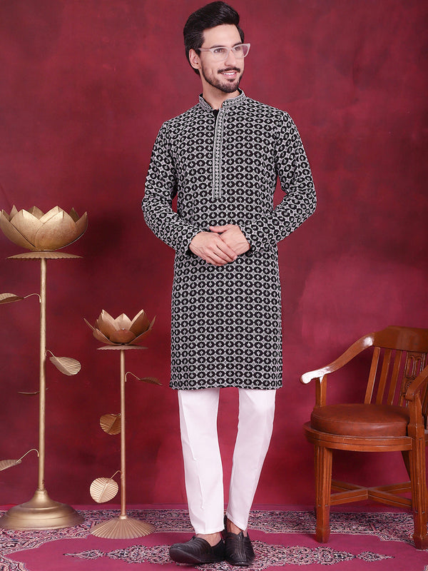 Men's Sequins Embroidered Kurta with Pyjama