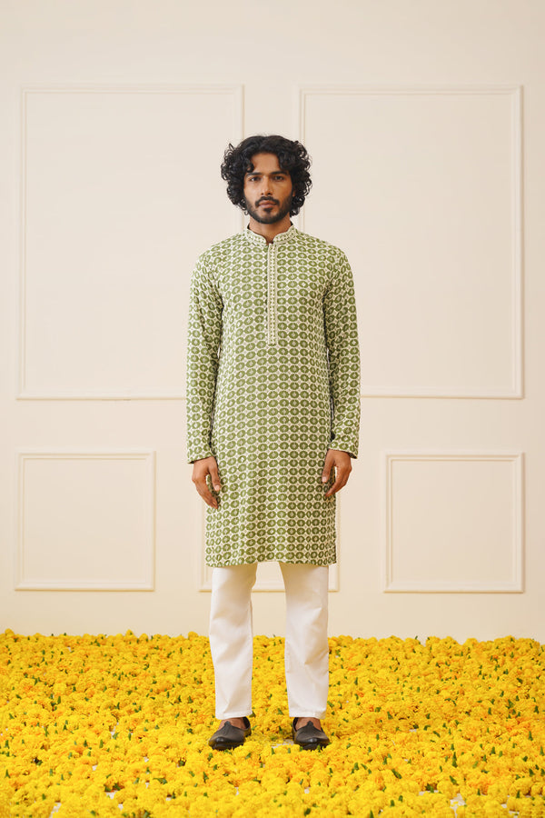 Men's Sequins Embroidered Kurta with Pyjama