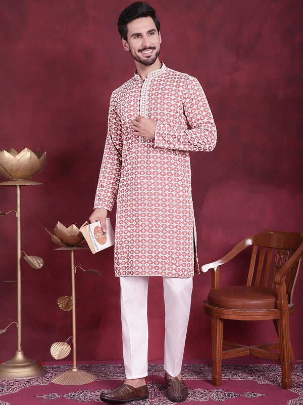 Men's Sequins Embroidered Kurta with Pyjama