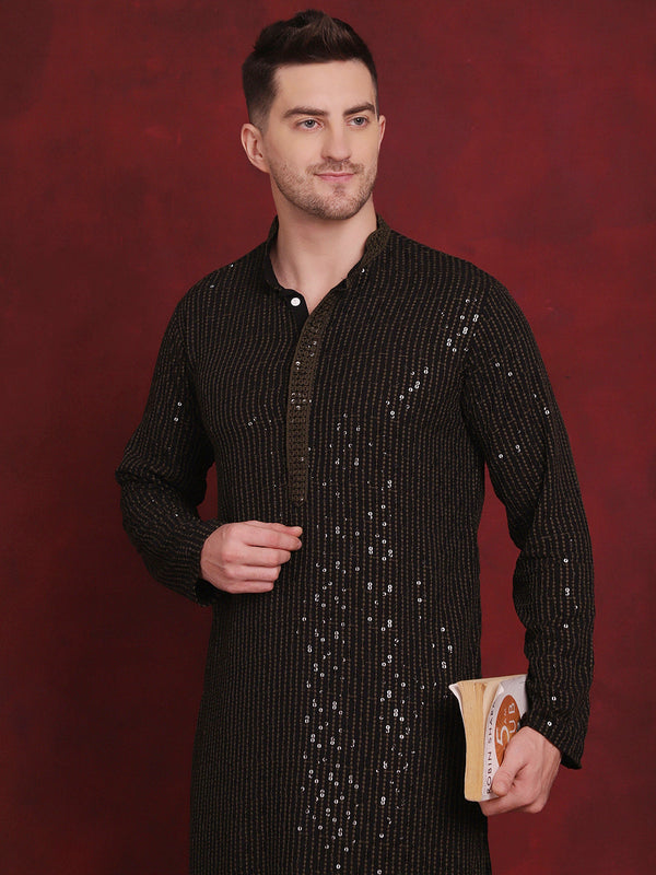 Men's Sequins Chikankari Embroidered Kurta with Pyjama