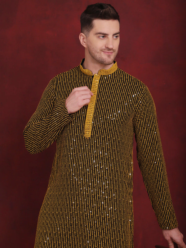 Men's Sequins Chikankari Embroidered Kurta with Pyjama