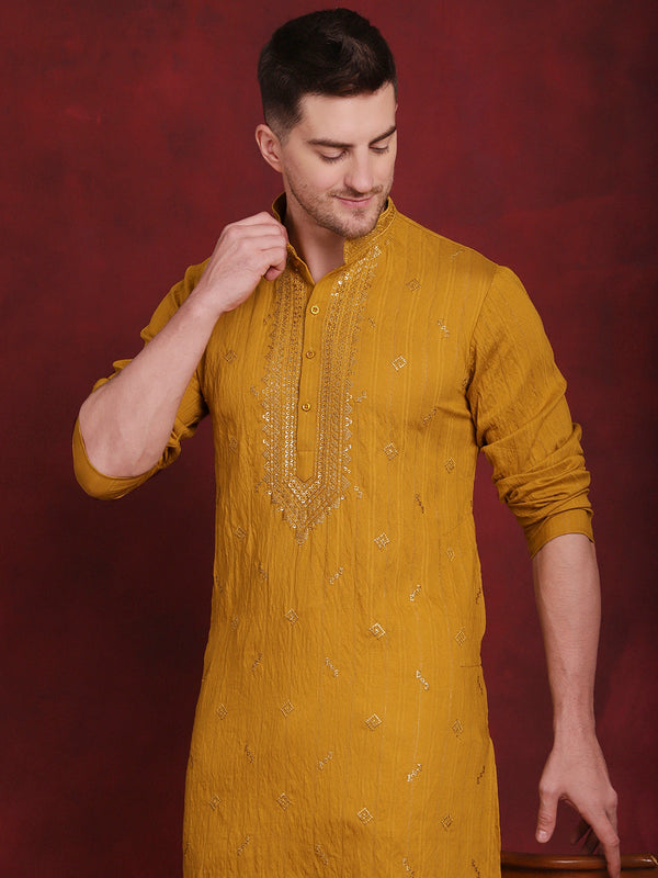 Men's Sequins Embroidered Kurta Pyjama Set